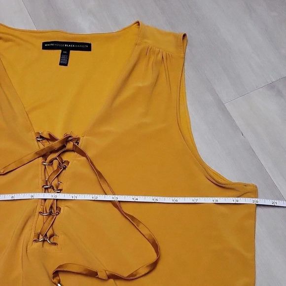 🛍White House Black Market Marigold‎ Tie Front Sleeveless Lined Blouse Womens XL - Picture 7 of 7